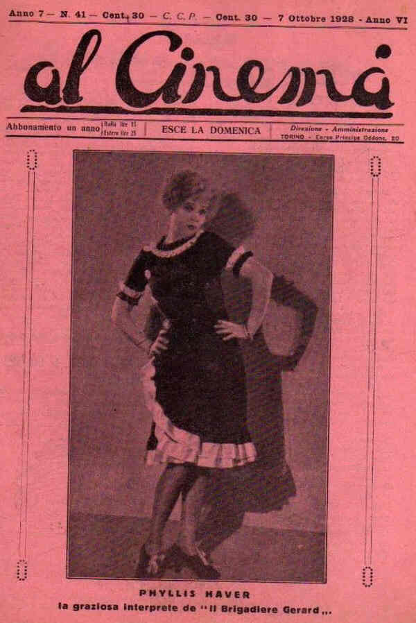 AL CINEMA magazine side cover Issue 41 7 October 1928