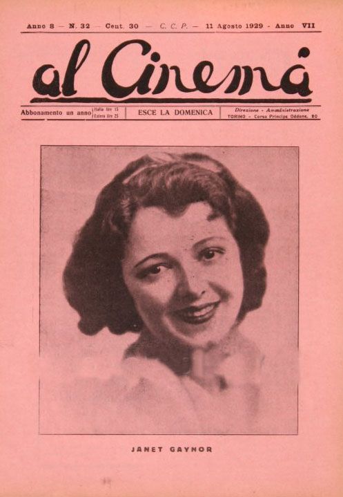 AL CINEMA magazine side cover Issue 32 11 August 1929