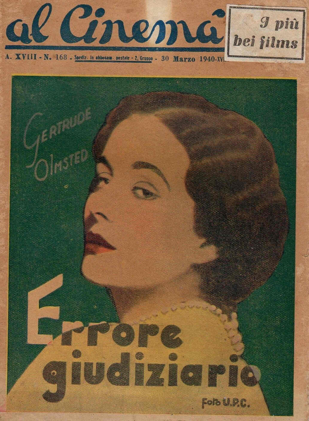 AL CINEMA magazine side cover Issue 168 30 March 1940