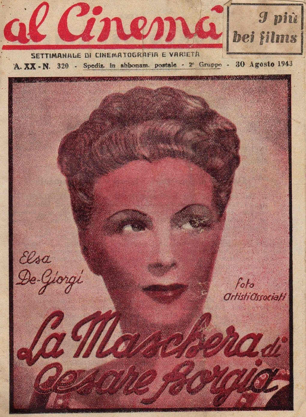 AL CINEMA magazine side cover Issue 320 30 August 1943