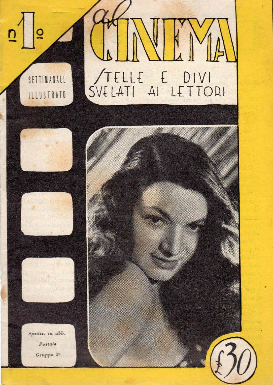AL CINEMA magazine side cover Issue 1  1951