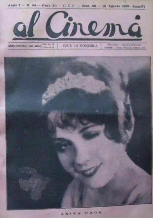 AL CINEMA magazine side cover Issue 34 19 August 1928