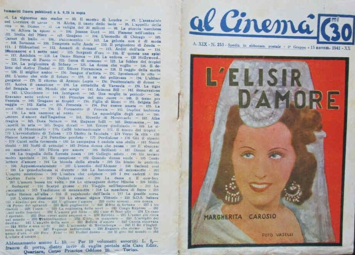 AL CINEMA magazine side cover Issue 253 15 November 1941