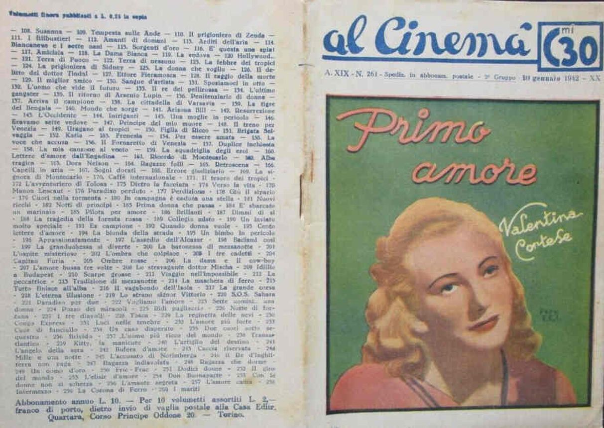 AL CINEMA magazine side cover Issue 261 10 January 1942