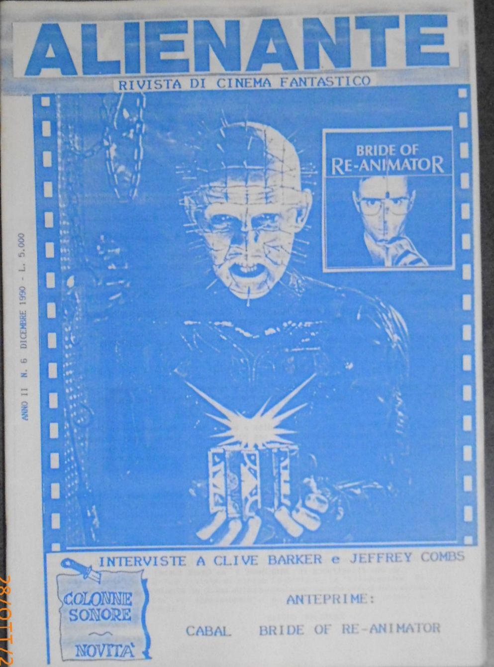 ALIENANTE magazine side cover Issue 6 December 1990