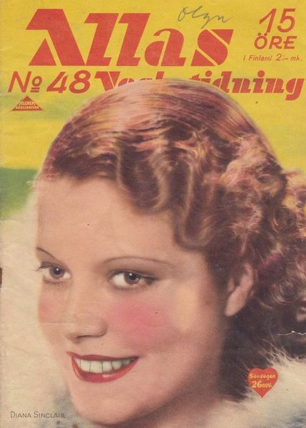 ALLAS VECKOTIDNING magazine side cover Issue 48  November 1933