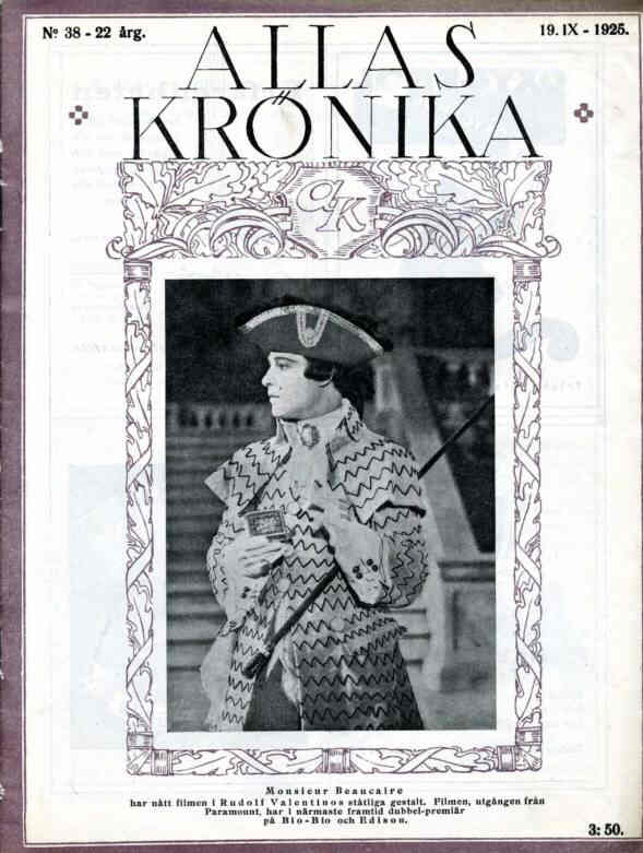 ALLAS KRONIKA magazine side cover Issue 38 19 September 1925