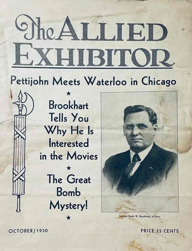 ALLIED EXHIBITOR magazine side cover  October 1930