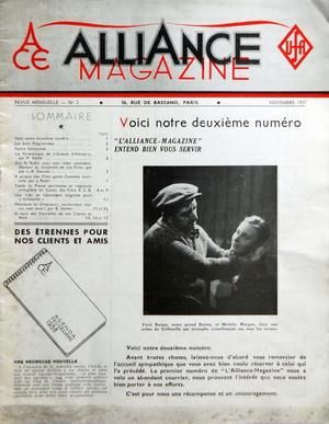 ALLIANCE MAGAZINE ACE-UFA magazine side cover Issue 2 November 1937