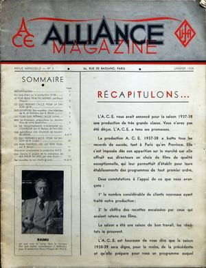 ALLIANCE MAGAZINE ACE-UFA magazine side cover Issue 3 January 1938