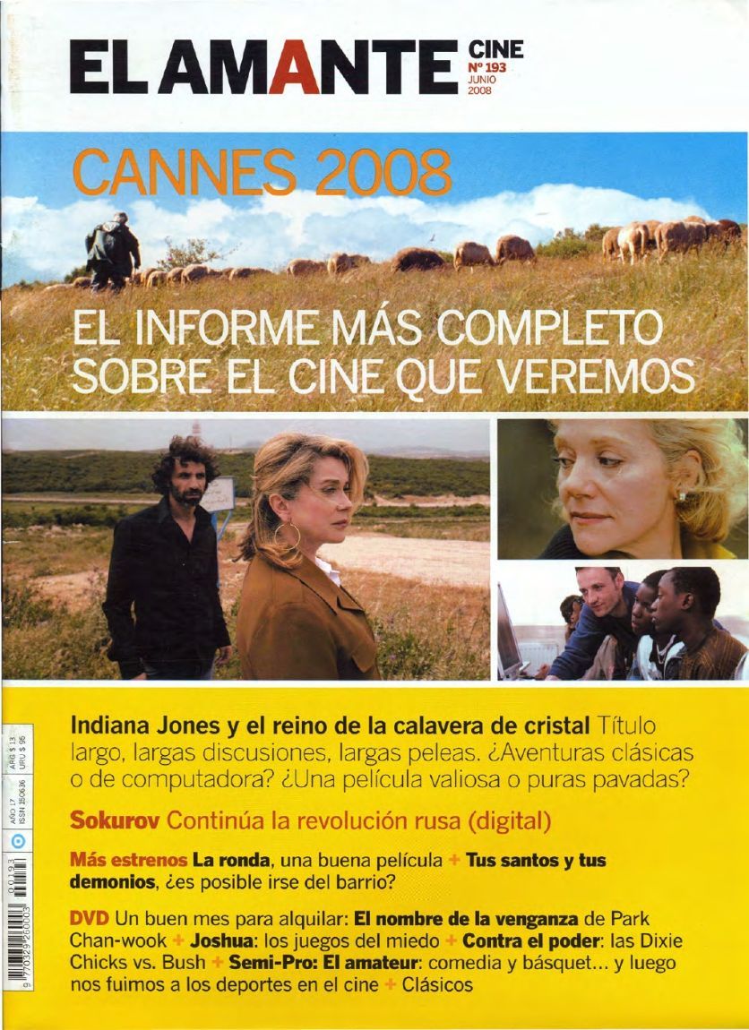 AMANTE CINE | EL magazine side cover Issue 193 June 2008