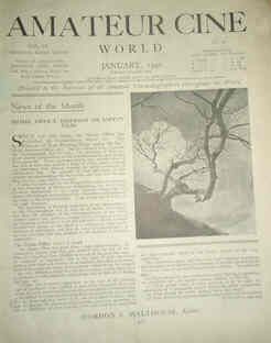 AMATEUR CINE WORLD magazine side cover January 1940