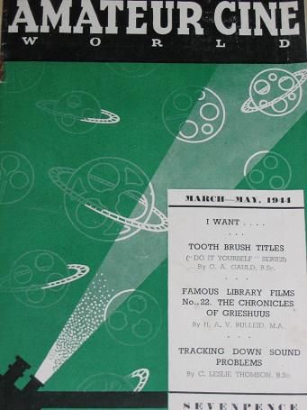 AMATEUR CINE WORLD magazine side cover March/April/May 1944