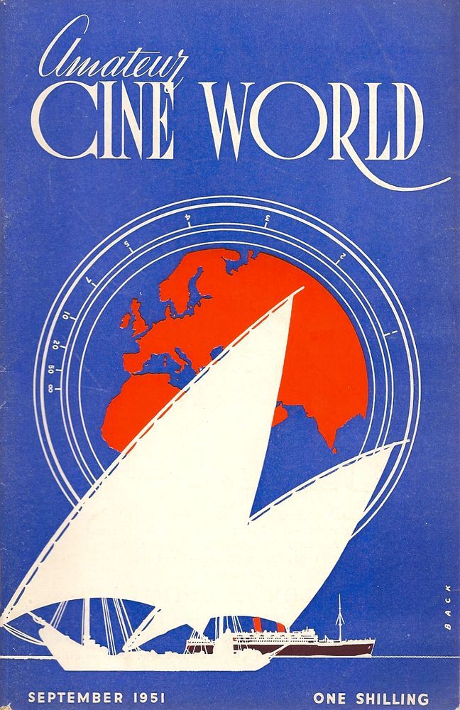 AMATEUR CINE WORLD magazine side cover September 1951