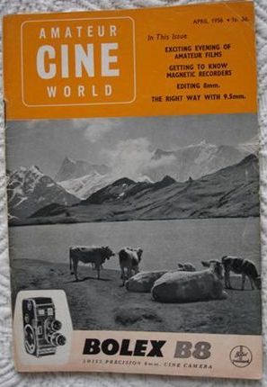 AMATEUR CINE WORLD magazine side cover April 1956