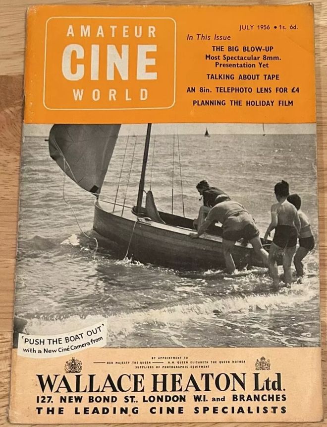 AMATEUR CINE WORLD magazine side cover July 1956