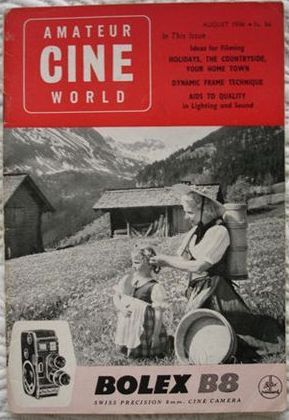 AMATEUR CINE WORLD magazine side cover August 1956