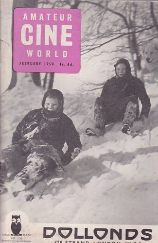 AMATEUR CINE WORLD magazine side cover February 1958
