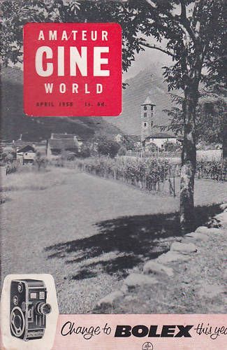 AMATEUR CINE WORLD magazine side cover April 1958