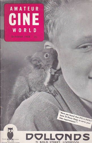 AMATEUR CINE WORLD magazine side cover October 1958