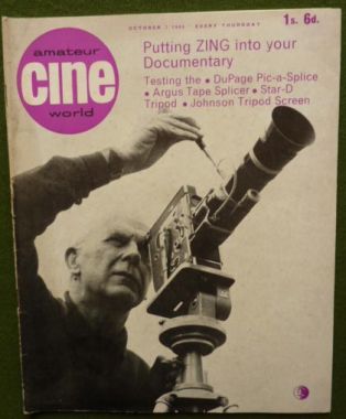 AMATEUR CINE WORLD magazine side cover  Vol 10 # 15 7 October 1965
