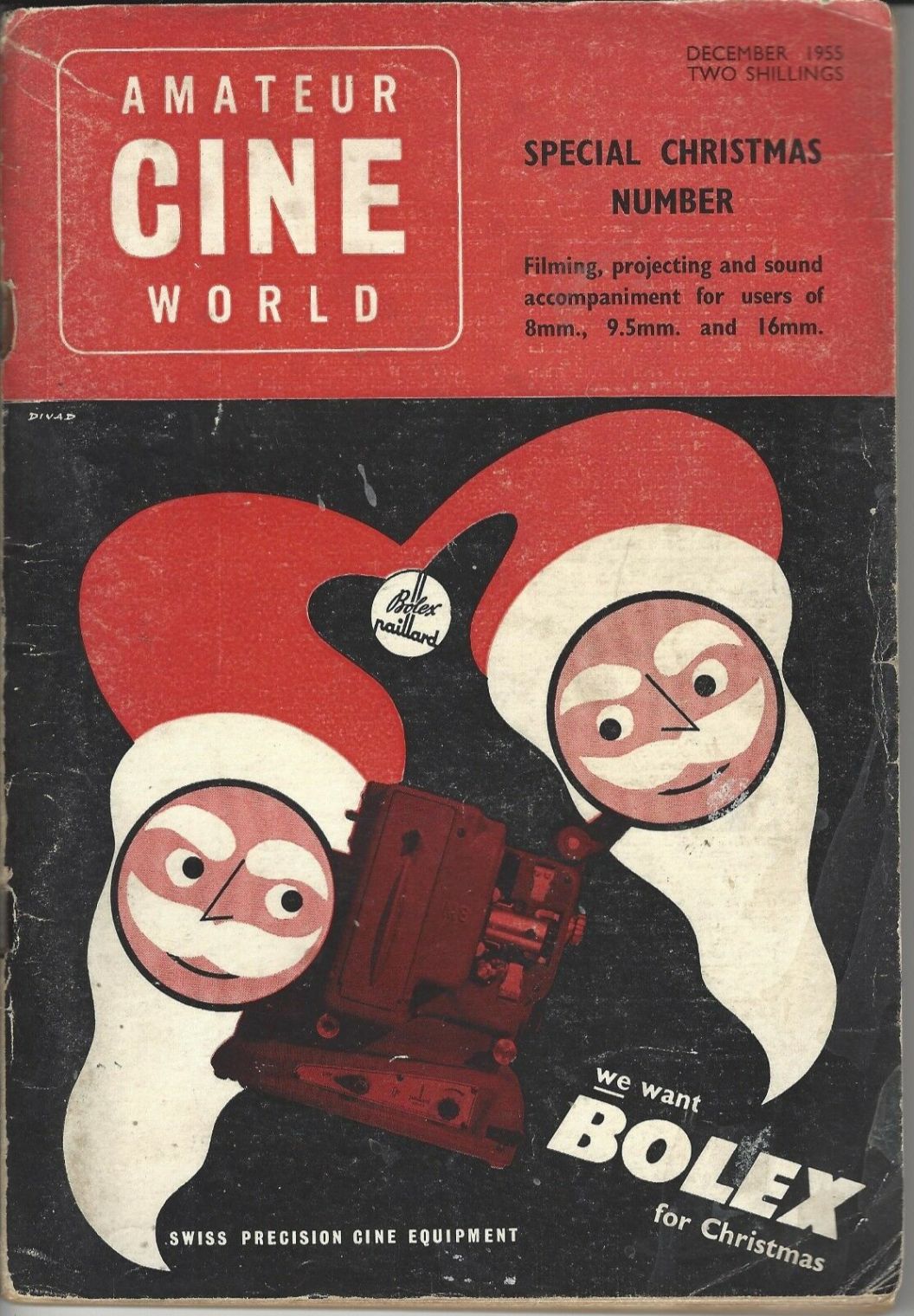 AMATEUR CINE WORLD magazine side cover  December 1955
