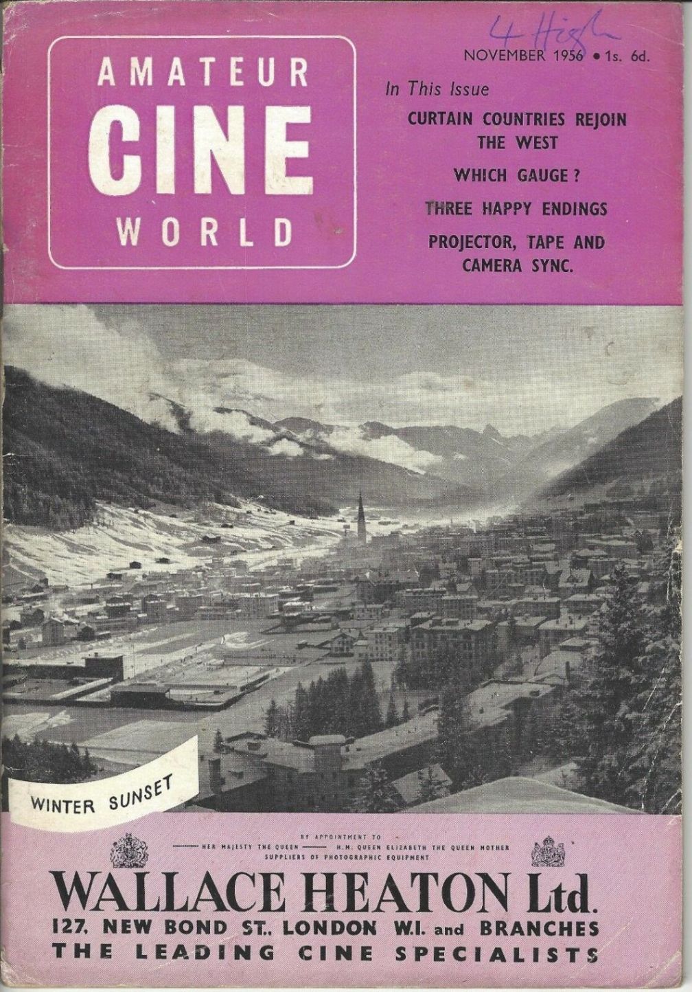 AMATEUR CINE WORLD magazine side cover  November 1956