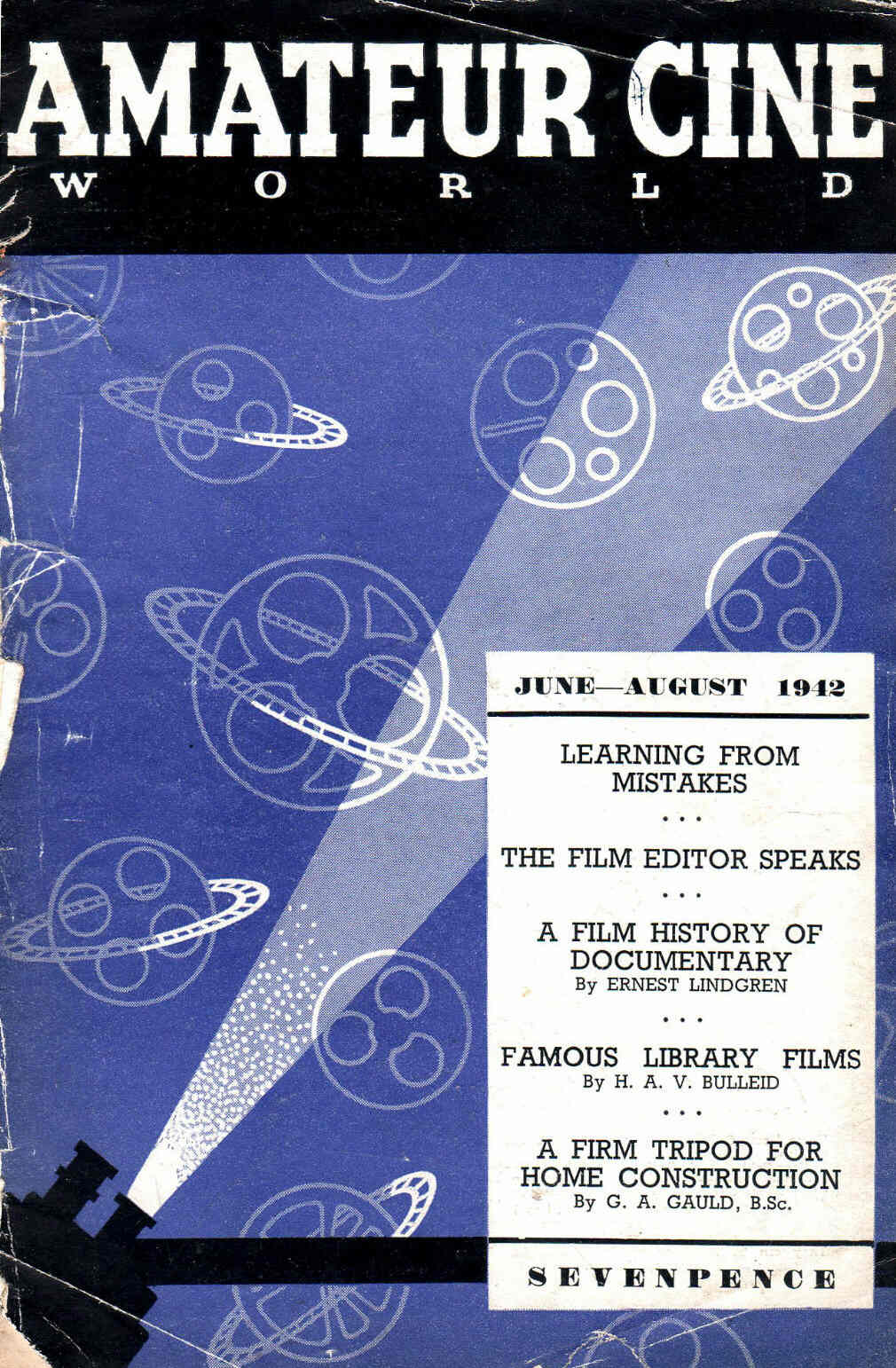 AMATEUR CINE WORLD magazine side cover June/August 1942