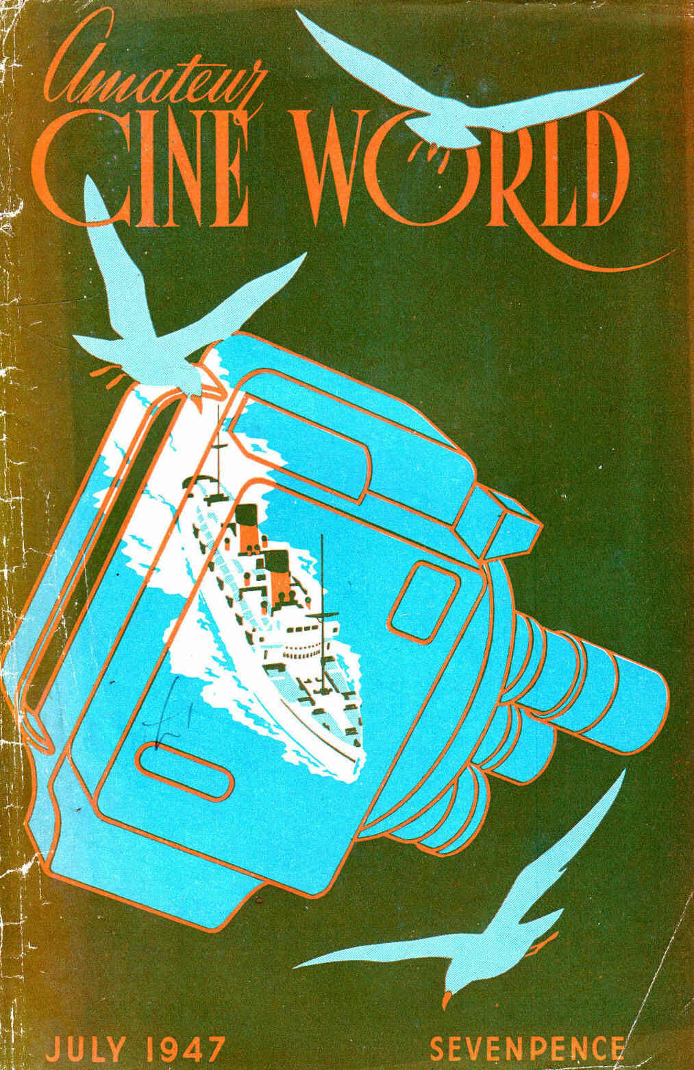 AMATEUR CINE WORLD magazine side cover July 1947