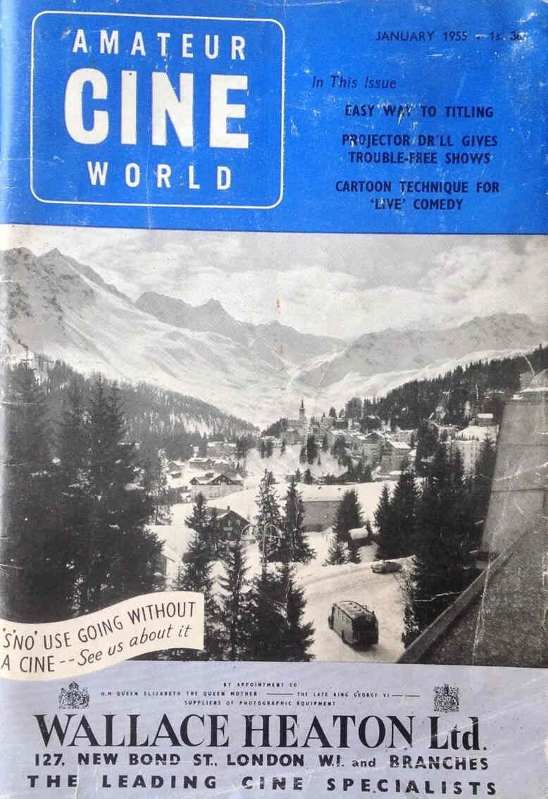 AMATEUR CINE WORLD magazine side cover January 1955