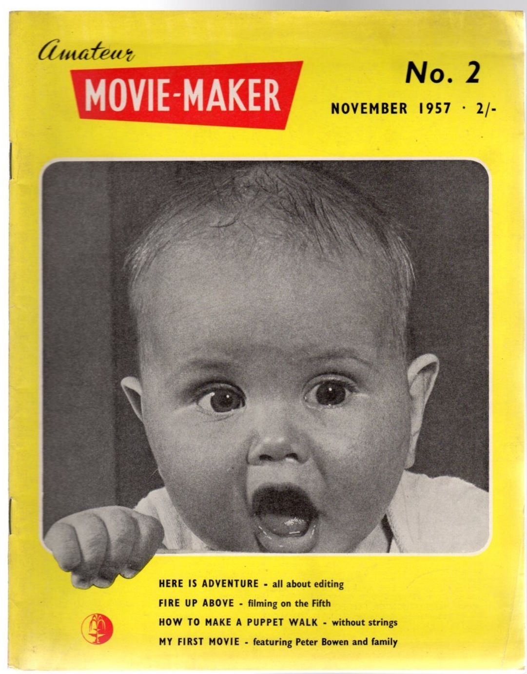 AMATEUR MOVIE MAKER magazine side cover Issue 2  Vol 1 No 2 November 1957