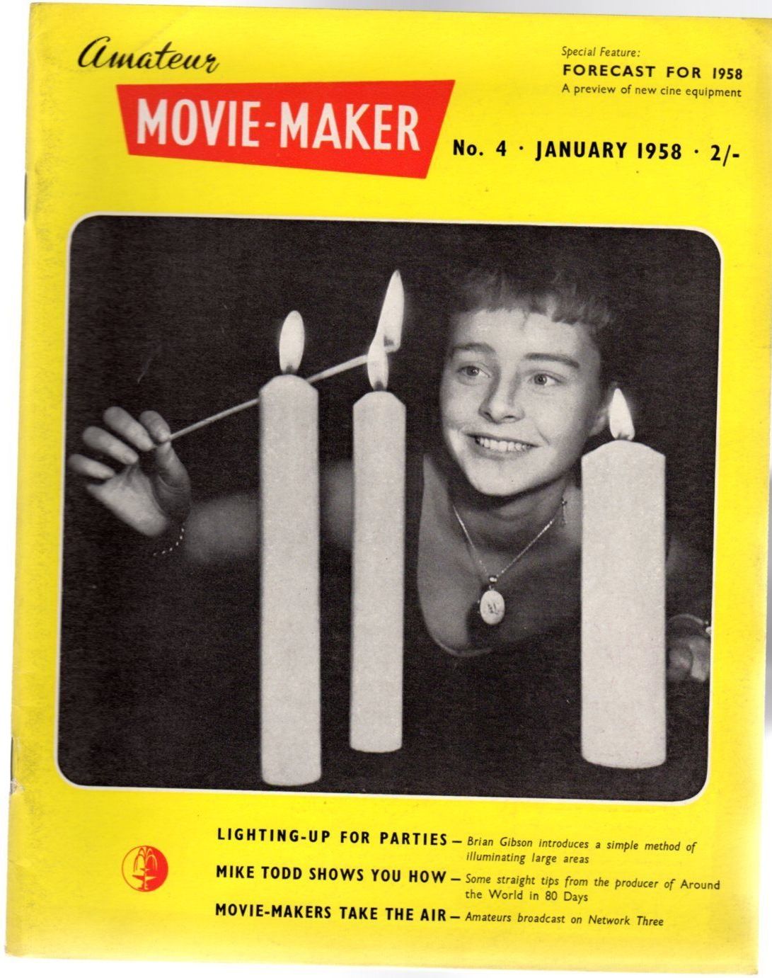 AMATEUR MOVIE MAKER magazine side cover Issue 4  Vol 1 No 4 January 1958
