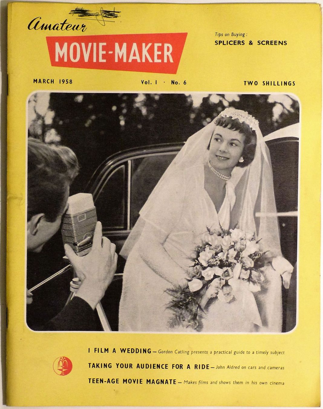 AMATEUR MOVIE MAKER magazine side cover Issue 6  Vol 1 No 6 March 1958