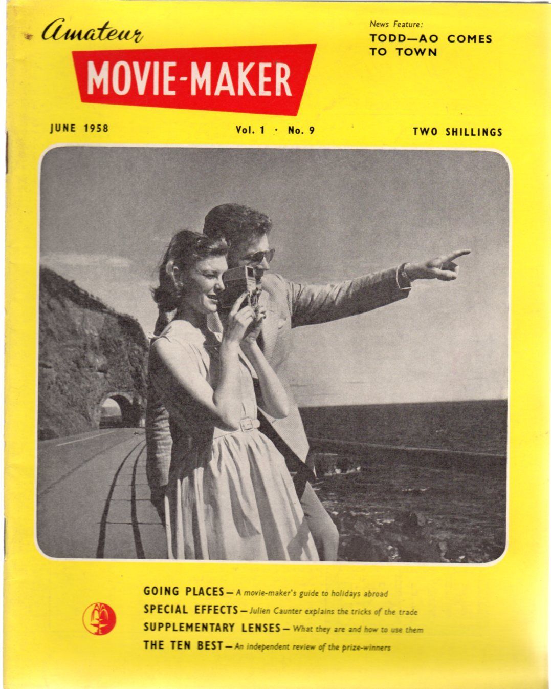 AMATEUR MOVIE MAKER magazine side cover Issue 9  Vol 1 No 9 June 1958