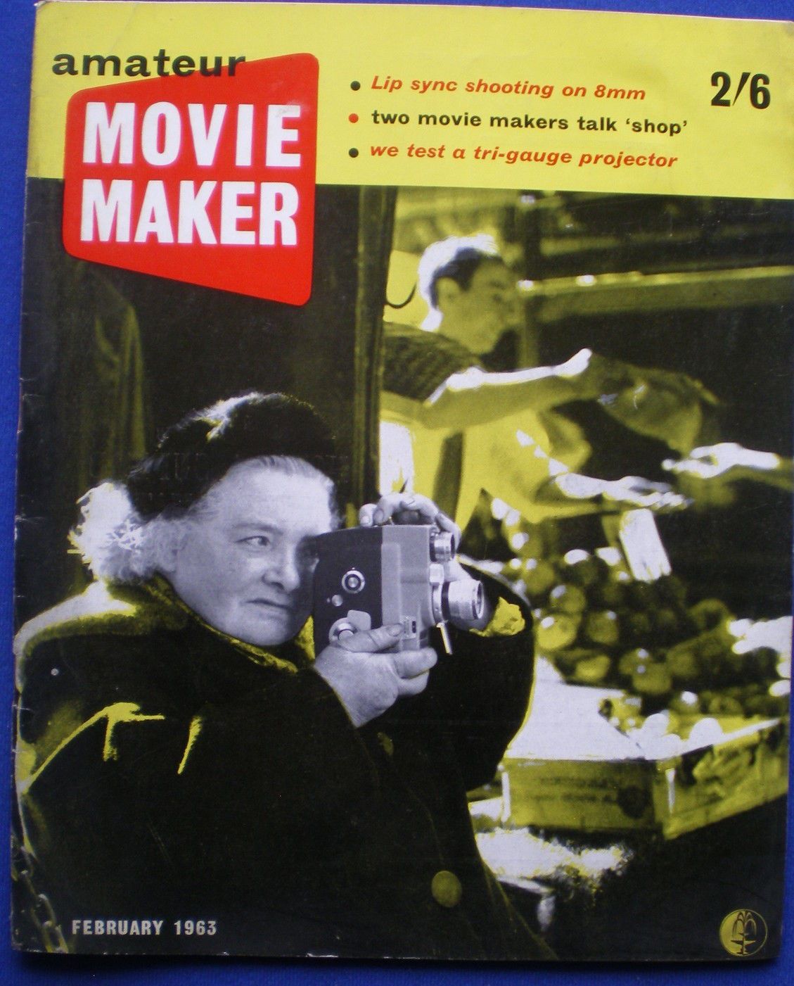 AMATEUR MOVIE MAKER magazine side cover February 1963