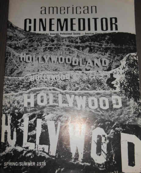 AMERICAN CINEMEDITOR magazine side cover Spring-Summer 1978
