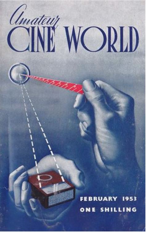 AMATEUR CINE WORLD magazine side cover February 1953