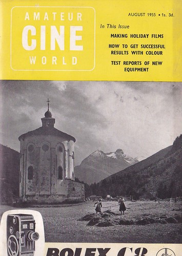 AMATEUR CINE WORLD magazine side cover August 1955