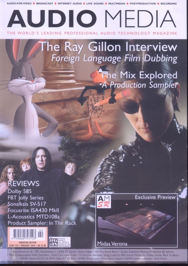 AUDIO MEDIA magazine side cover Issue 159 February 2004