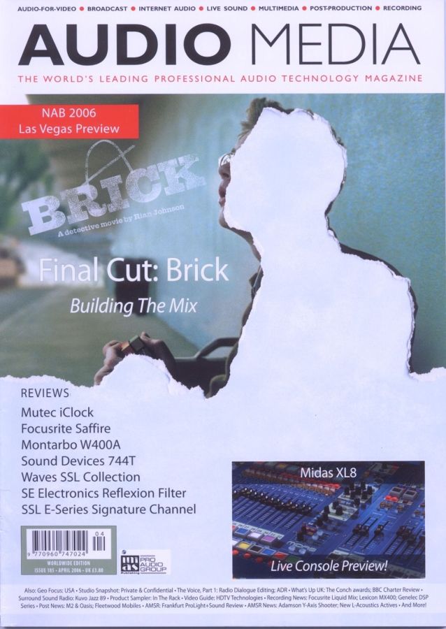 AUDIO MEDIA magazine side cover Issue 185 April 2006