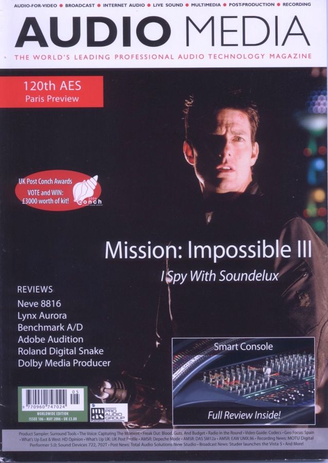 AUDIO MEDIA magazine side cover Issue 186 May 2006