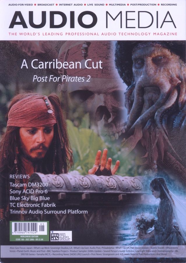 AUDIO MEDIA magazine side cover Issue 188 July 2006