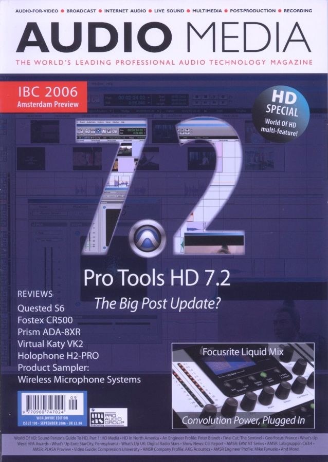 AUDIO MEDIA magazine side cover Issue 190 September 2006