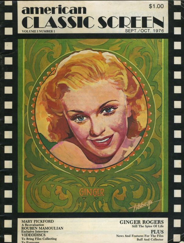 AMERICAN CLASSIC SCREEN magazine side cover Issue 1  Vol 1 # 1 September/October 1976
