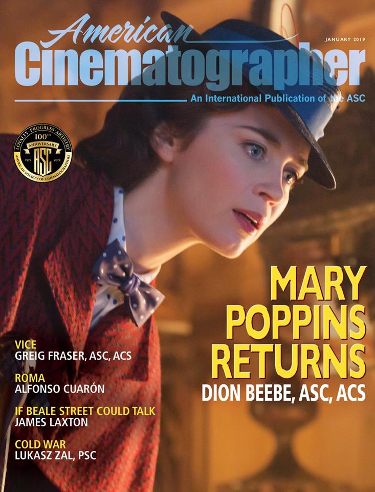 AMERICAN CINEMATOGRAPHER magazine side cover  January 2019
