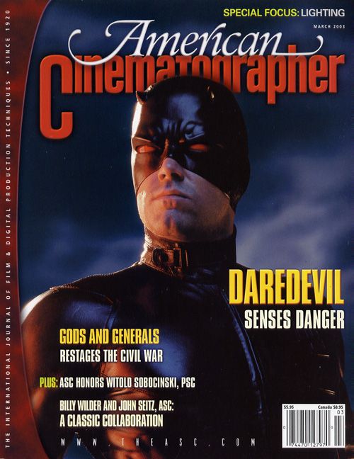 AMERICAN CINEMATOGRAPHER magazine side cover Issue 1004 March 2003