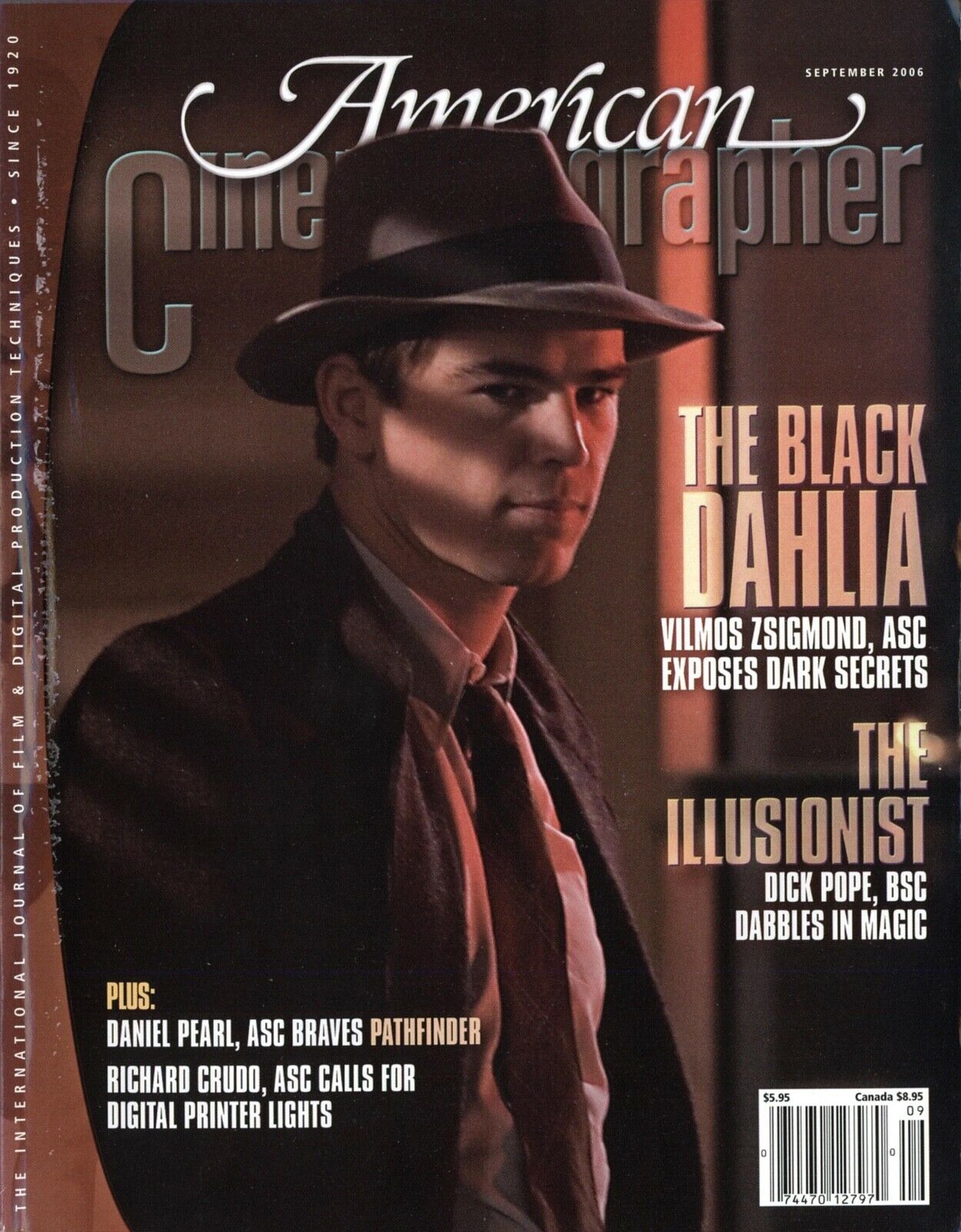 AMERICAN CINEMATOGRAPHER magazine side cover Issue 1046 September 2006