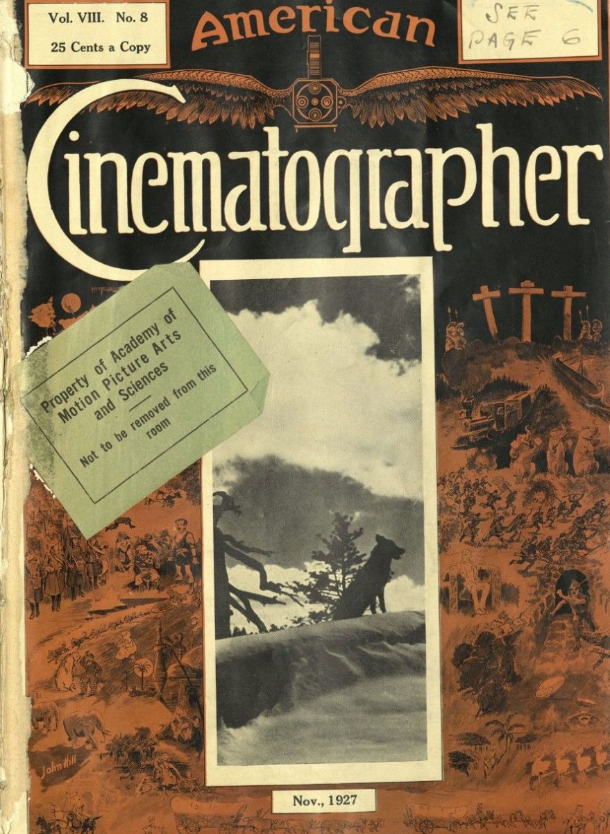 AMERICAN CINEMATOGRAPHER magazine side cover Issue 101 November 1927