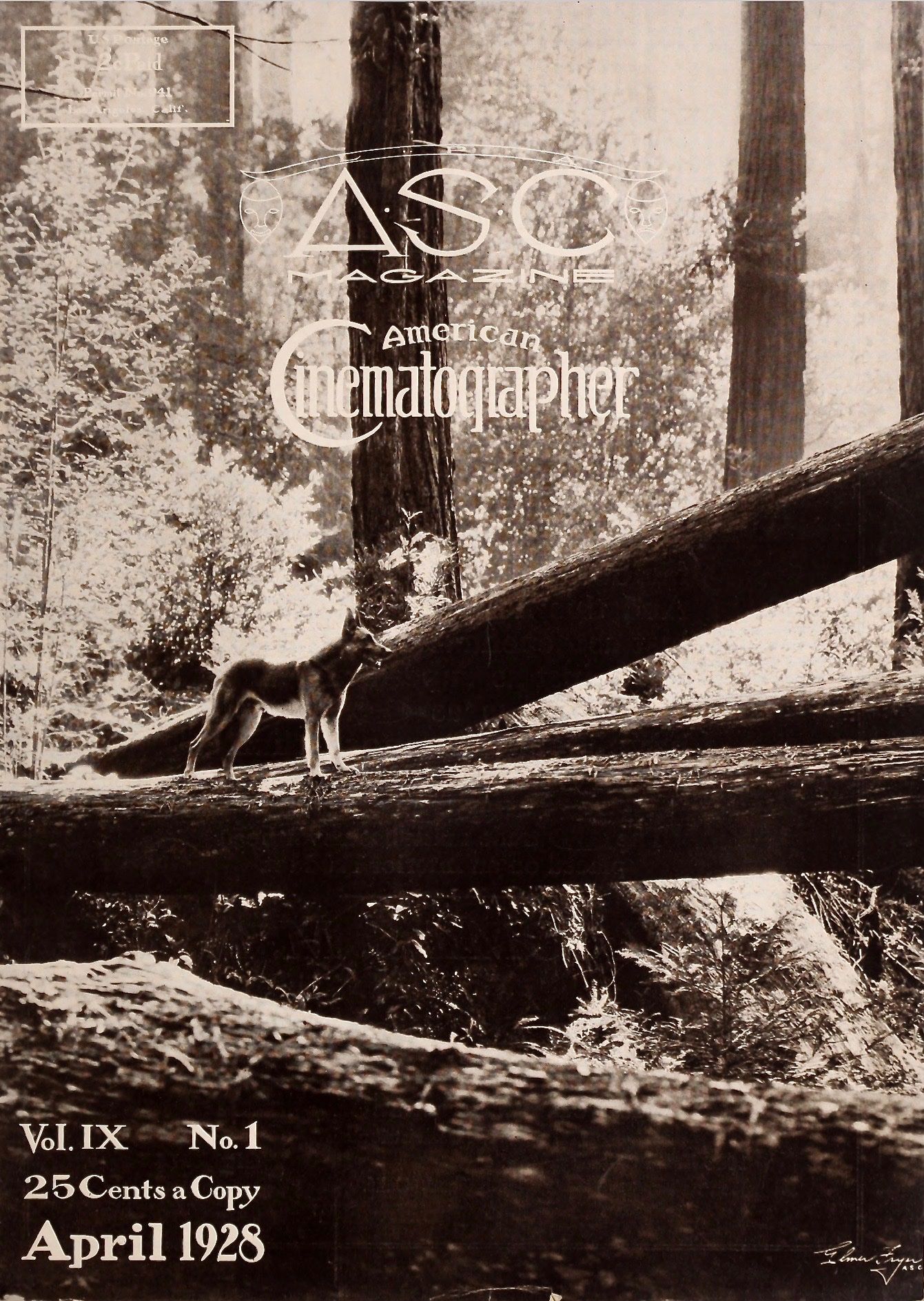 AMERICAN CINEMATOGRAPHER magazine side cover Issue 106 April 1928