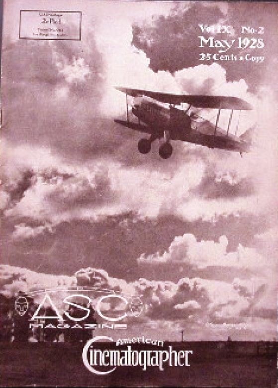 AMERICAN CINEMATOGRAPHER magazine side cover Issue 107 May 1928